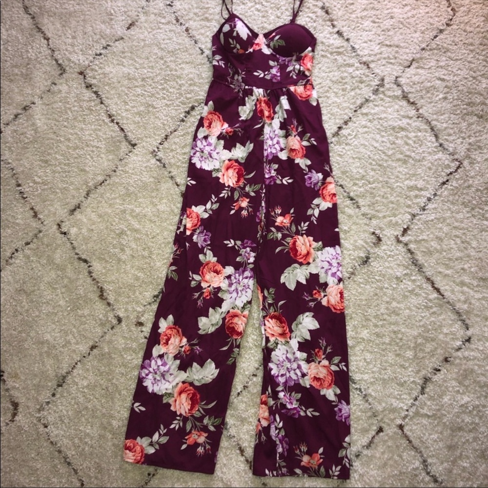 Burgundy floral romper